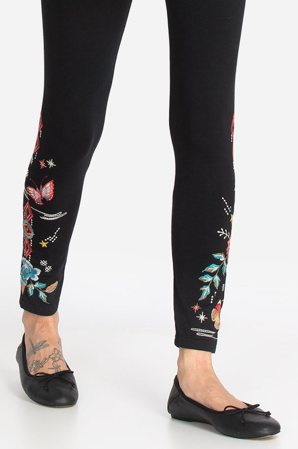 Johnny Was Zoe Leggings Legging Black Pant Embroidery XXL Embroidery NEW