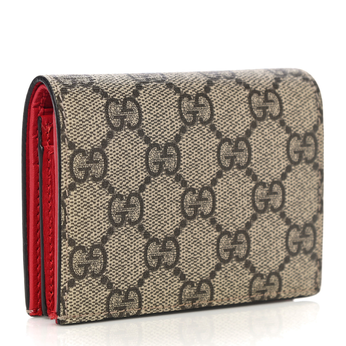 Gucci Dog Brown 25 GG Card Case Pink Leather Small Wallet Red