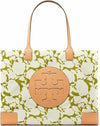 Tory Burch Womens Ella Rose Green Tote Floral Printed Faux Leather Handbag New