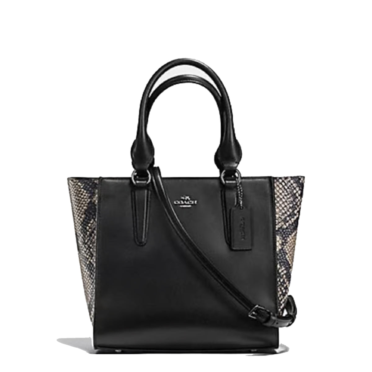 Coach Crosby Carryall 24 Colorblock Black Snake Handbag Leather