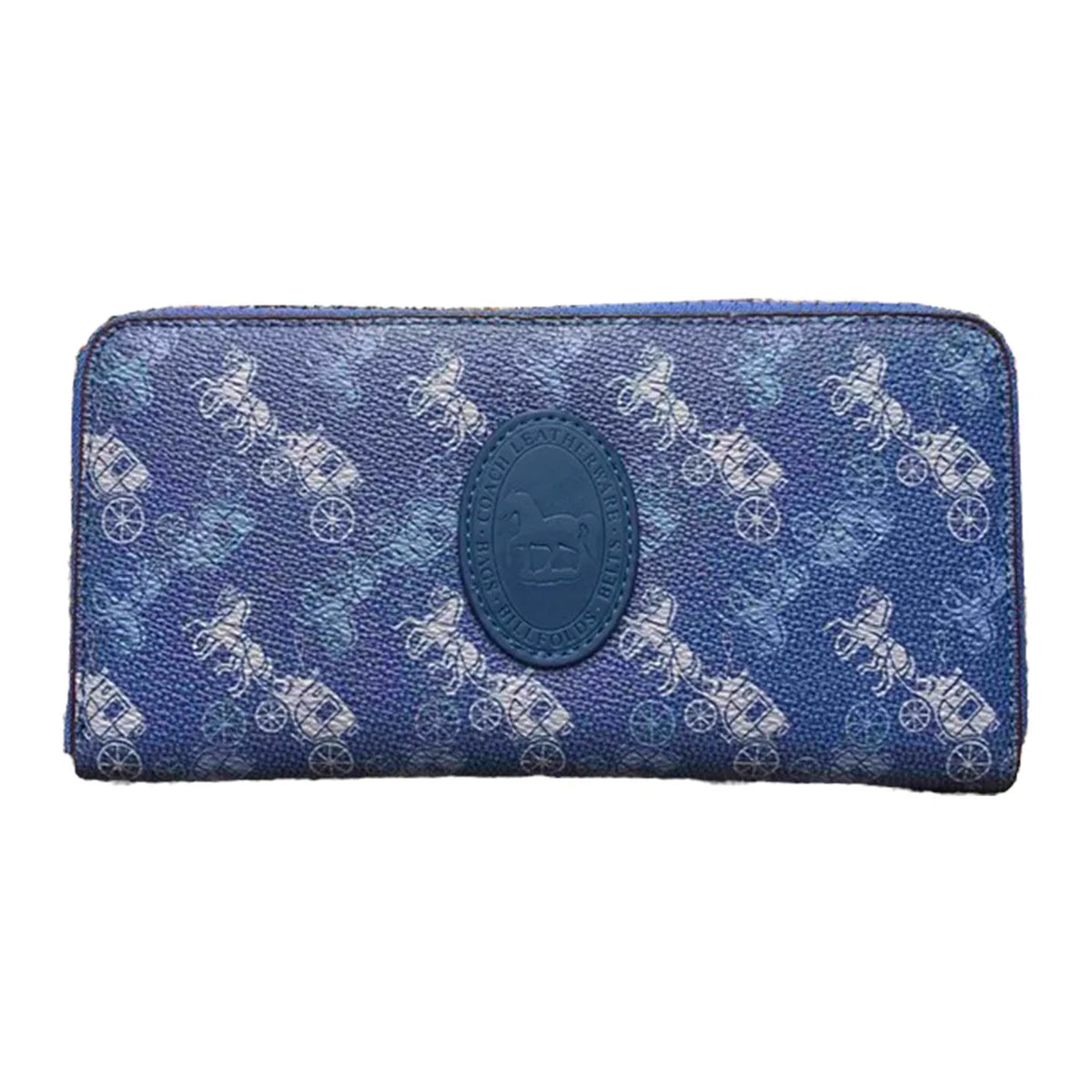Coach Accordion Zipper Around Wallet Leather Horse Carriage Card 
