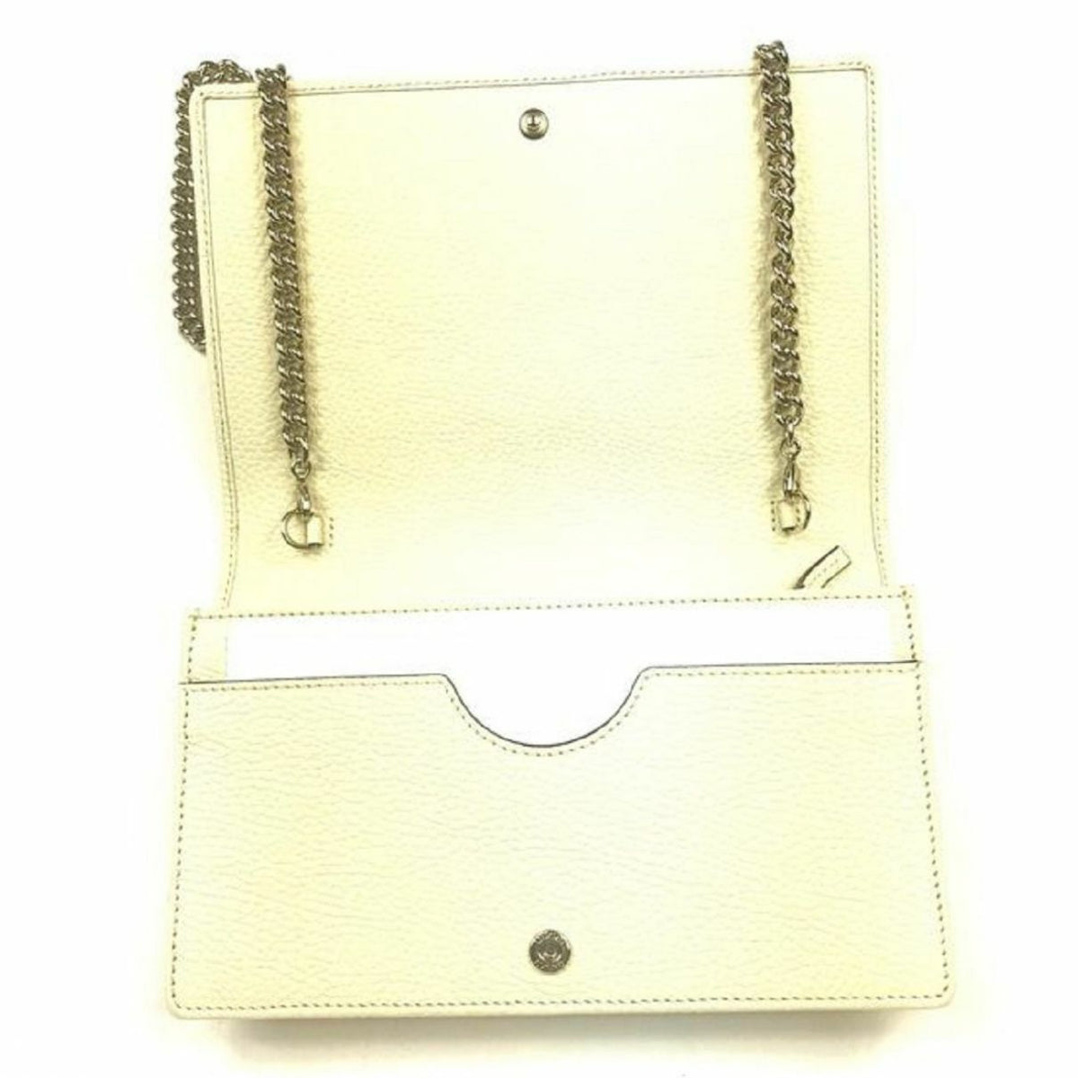 Ivory Gucci GG Interlocking Pebbled Leather Wallet On Chain
