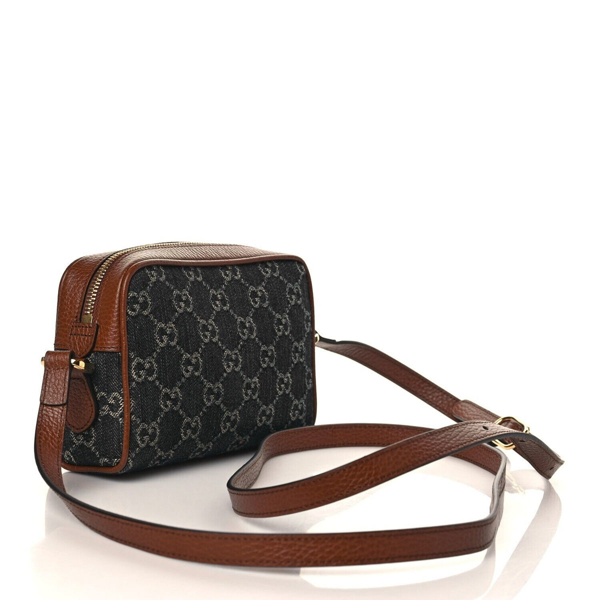 Gucci Blue/Tan GG Denim and Leather Mini Ophidia Crossbody Bag Gucci
