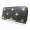 Gucci Black Leather Large Long Wallet Zip Around Gold Oro Bee Star Italy NEW