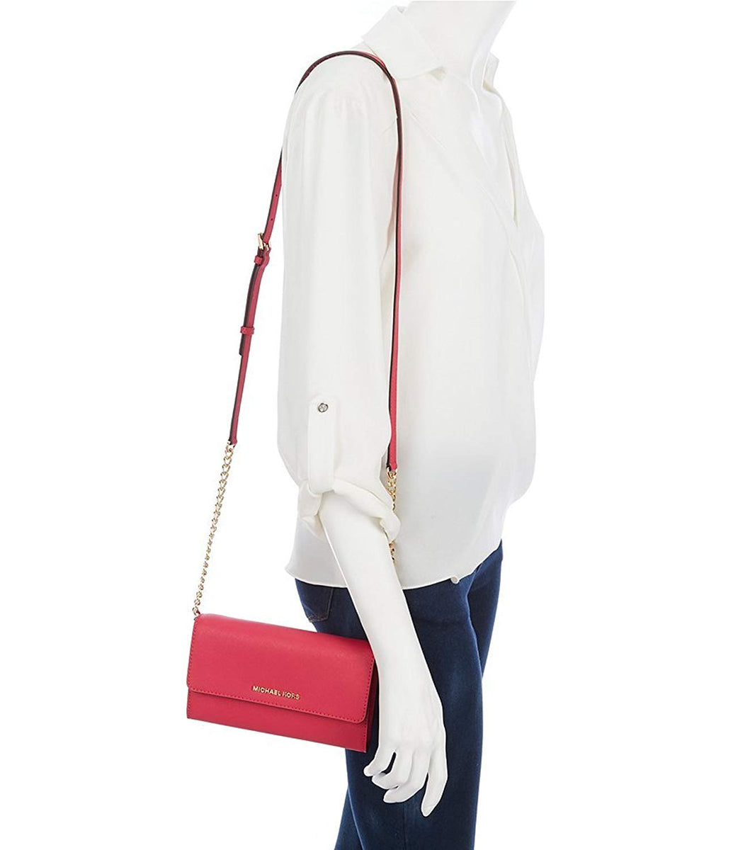 Michael Michael Kors, Jet Set Travel Saffiano Leather Smartphone Crossbody, Red, One Size