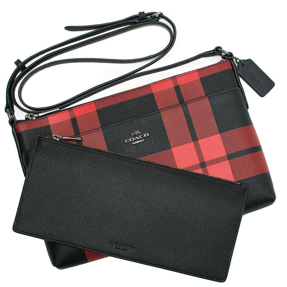 coach backpack checkered Coach Mount Plaid Pop-up Crossbody in Leather Red Black Bag New– Bag Lady Shop