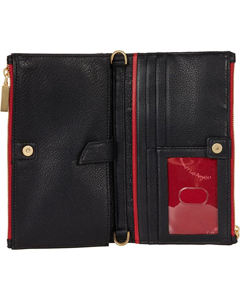 Hammitt Levy Black Brushed Gold Red Zipper Leather Bag Handbag Small New