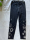 Johnny Was Noah Black Cotton Leggings Pant White Pants Legging Embroidery NEW