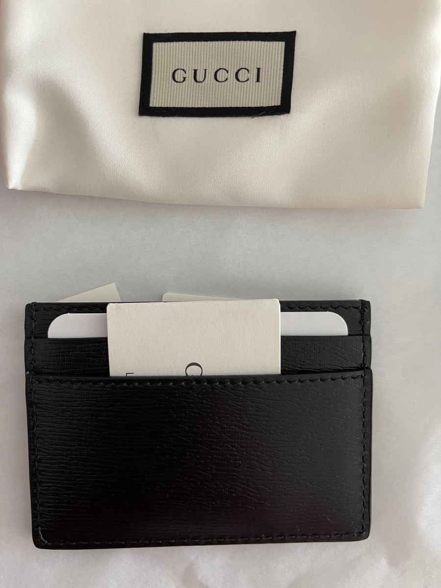 Gucci Signature Leather Card Holder GG (5 Card Slot) Black in