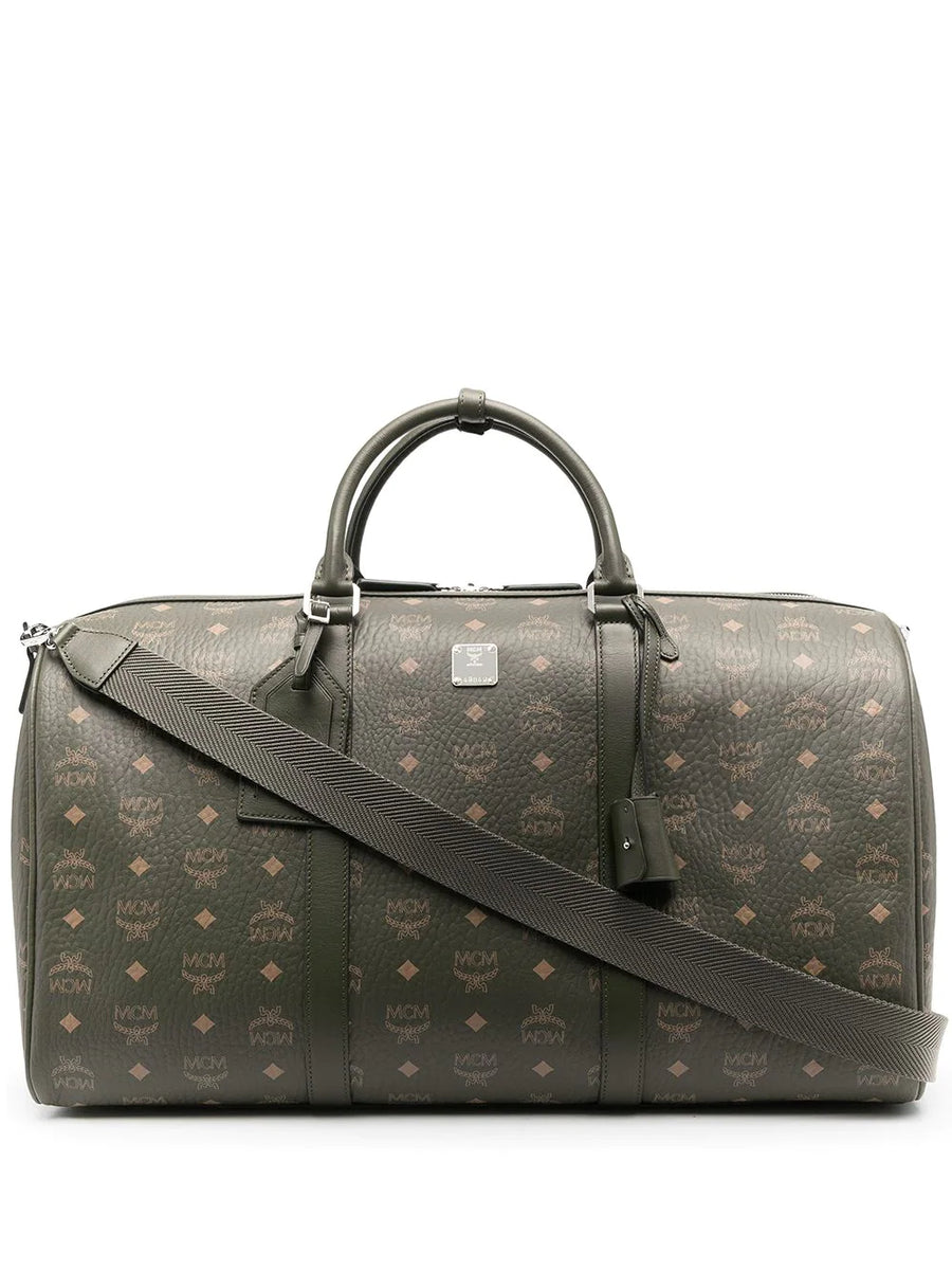 MCM Traveler Monogram print Duffle Bag Green Travel Leather Handbag Au– Bag  Lady Shop