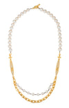 French Kande 25" Freshwater Pearls With 24k Swarovski Pointu Pendants And Honfleur Chain NEW