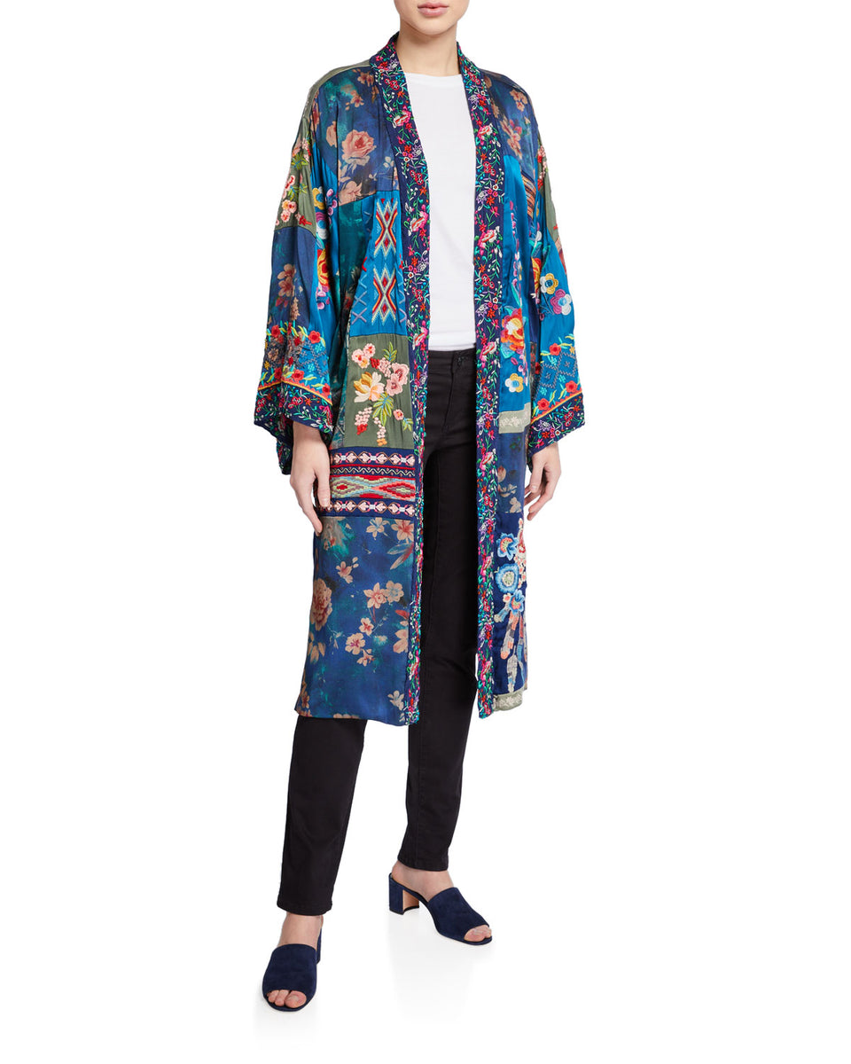 johnny was silk kimono dress Johnny Was Kimono Sleeve Midi Dress