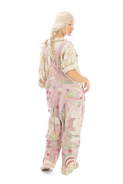 MAGNOLIA PEARL OVERALLS 037 Cotton Applique Embroidered Fairy Pink Unicorn Denim New