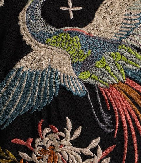 Johnny Was Ceretti Relaxed Tee Special Flower Black Floral Bird Cotton Shirt Top NEW