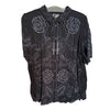 Johnny Was Chryssie Blouse Button Floral Black Embroidery Flower Shirt Top New