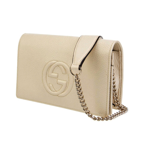 Gucci Soho Off White GG Crossbody Wallet IVORY Italy Leather Handbag Bag Box NEW