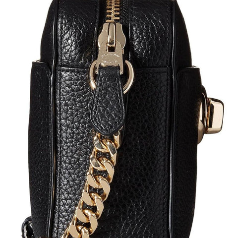 Coach Womens Pebbled Leather Turn Lock Camera Bag Black Cross Body Handbag New