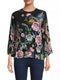 Johnny Was Janie Favorite Camino Sera Kimono Pink Floral Tee Shirt Black Top NEW
