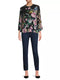 Johnny Was Janie Favorite Camino Sera Kimono Pink Floral Tee Shirt Black Top NEW