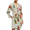 Johnny Was Evelyn Sleepwear Silk Robe Home Lounge Cream Butterfly Floral NEW