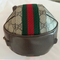 Gucci Small Basketball Red Brown Stripe Round Canvas Leather Handbag Bag NEW