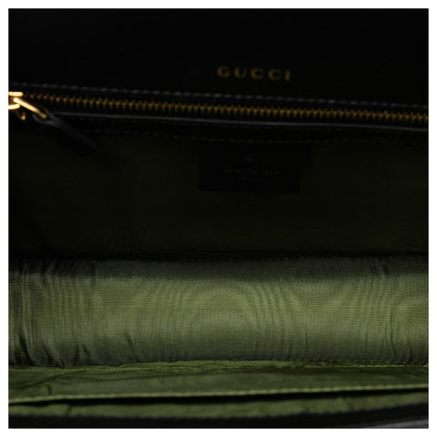 Gucci Black Ring Michel GG Handbag Azalea Calf Leather Gold Bag Italy Purse NEW