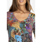 Johnny Was Madison Favorite 3/4 Sleeve V Neck Swing Tee Floral Purple Special Shirt Top Blue New