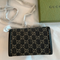 Gucci Dionysus GG Mini Chain Wallet Black Denim Handbag Silver Italy Bag NEW