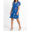 Johnny Was Jessi Button Front Linen Dress Floral Embroidery Flowers Blue New