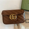 Gucci GG Marmon Azalea Brown Crossbody Handbag Leather Shoulder Bag Chain Strap Italy New