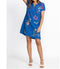 Johnny Was Jessi Button Front Linen Dress Floral Embroidery Flowers Blue New