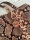 MICHAEL KORS Cynthia Medium Brown Python Embossed Leather Shoulder Bag Purse New