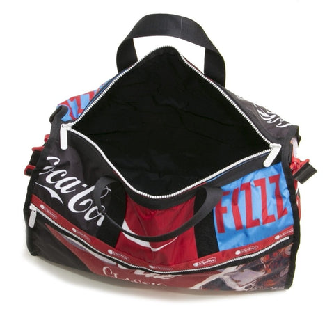 LeSportsac Boston Bag Large Weekender Coca Cola Goes Along Red Black Handbag NEW