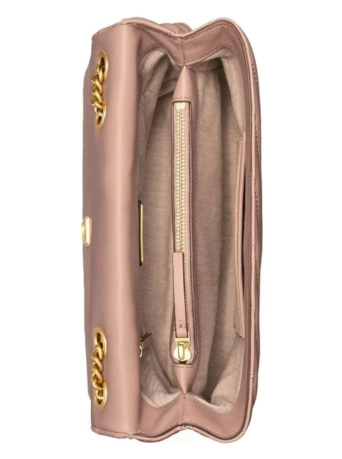 Tory Burch Kira Roll Brass Chevron Moon Pink Purse Bag Shoulder Bag Quilted New