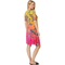 Johnny Was Emboy Swing Dress Blouse Floral Short Sleeve Pink Yellow Flowers New
