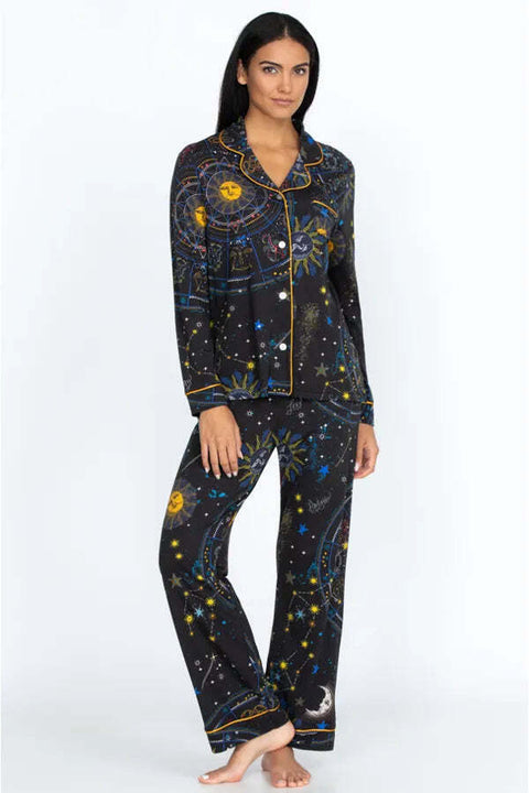 Johnny Was Pants Celestine French Terry Jogger Space Black Pant White Stars NEW