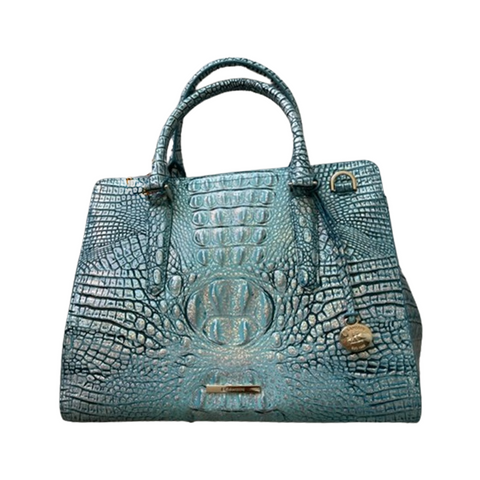 Brahmin Small Finley Arctic Blue Melbourne Tote Croc Emb Leather Handbag Bag New