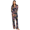Johnny Was Carly PJ Set Long Sleeve Delfino Women Pajamas Navy Blue Floral Lounge Elastic Waisted Button Closure New