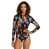 Johnny Was Sognatore Nero Swim Wear Surf Shirt Rash Guard Black Floral Top NEW