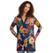 Johnny Was Janie Dragona Polo Swing Tunic Navy Blue Floral Top Shirt Medium NEW