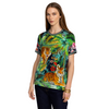 Johnny Was Janie Favorite Raglan Tee Swing Tigres Wild Green Blue Top Shirt NEW