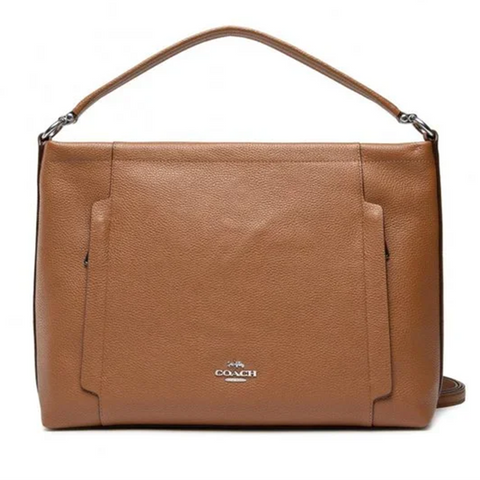 Coach Pebbled Leather Scout Hobo Saddle Soft Zipper Handbag Bag Brown Purse NEW