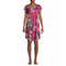 Johnny Was Bethia Cap Sleeve Night Dress Floral Cotton V Neck Flowers Purple NEW