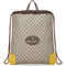 Gucci Drawstring Tiger Pre Loved Webline Beige GG Supreme Coated Canvas Neo Vintage Shoulder Bag Backpack Brown New