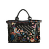Johnny Was Dreamer Overnight Tote Bag Weekender Leather Handbag Purse Black NEW