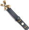 Gucci Studded Leather Belt Metal Bow Hibiscus Red Black Belt Moon Pearl Italy NEW