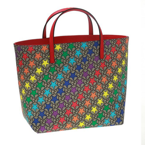 Gucci Childrens Rainbow Stars Leather Supreme Tote Handbag Bag Italy Red NEW