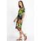 Johnny Was Janie Favorite V Neck Swing Dress Tigres Short Sleeve Green Blue NEW