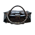 Brahmin Laura Satchel Espresso Orinoco Feminine Zip Tote Leather Handbag Bag New