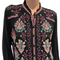 Johnny Was Bertha Blouse Black Top Button Down Shirt Long Sleeve Embroidery NEW